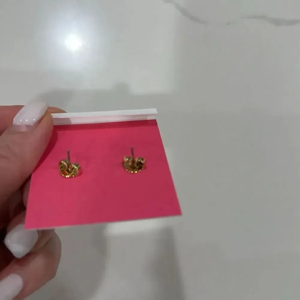 Kate Spade Gold Heart Earrings with stones